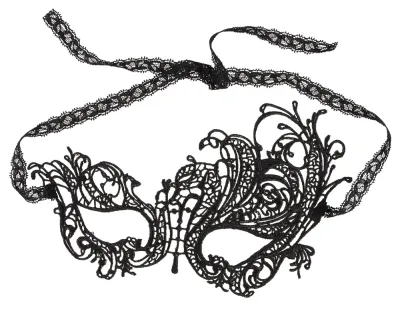 Vyšívaná krajková škraboška Cottelli Collection, černá - obrázek 6