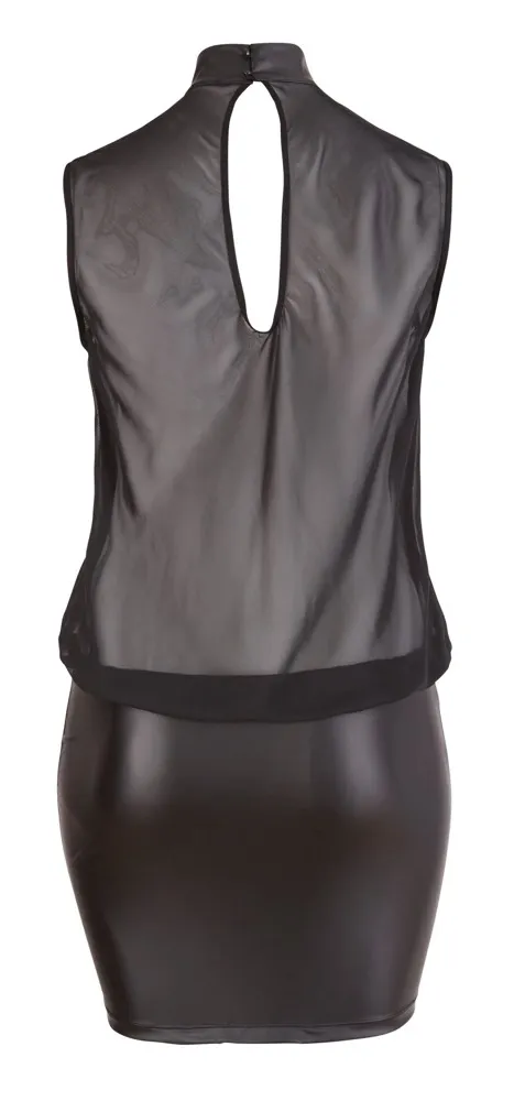 Průsvitné černé šaty Cottelli Collection, volný top a přiléhavá sukně, XL - obrázek 7