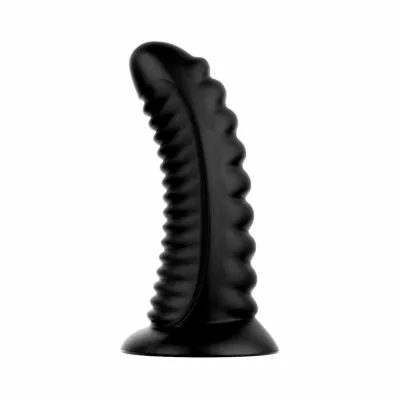 Anální kolík BUTTR Double Ribbed s přísavkou, vroubkovaný, černý, 26 cm - obrázek 2