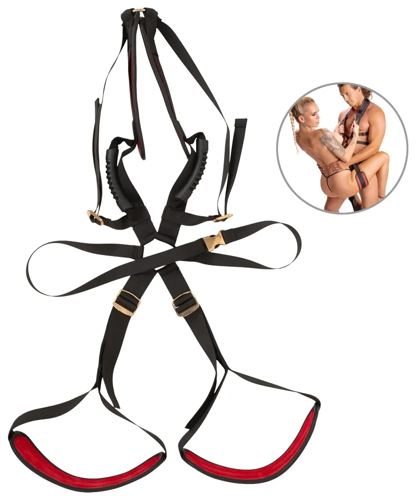 Postroj pro polohy s oporou Bad Kitty Body Swing, černo-červený, nosnost 120 kg - obrázek 2