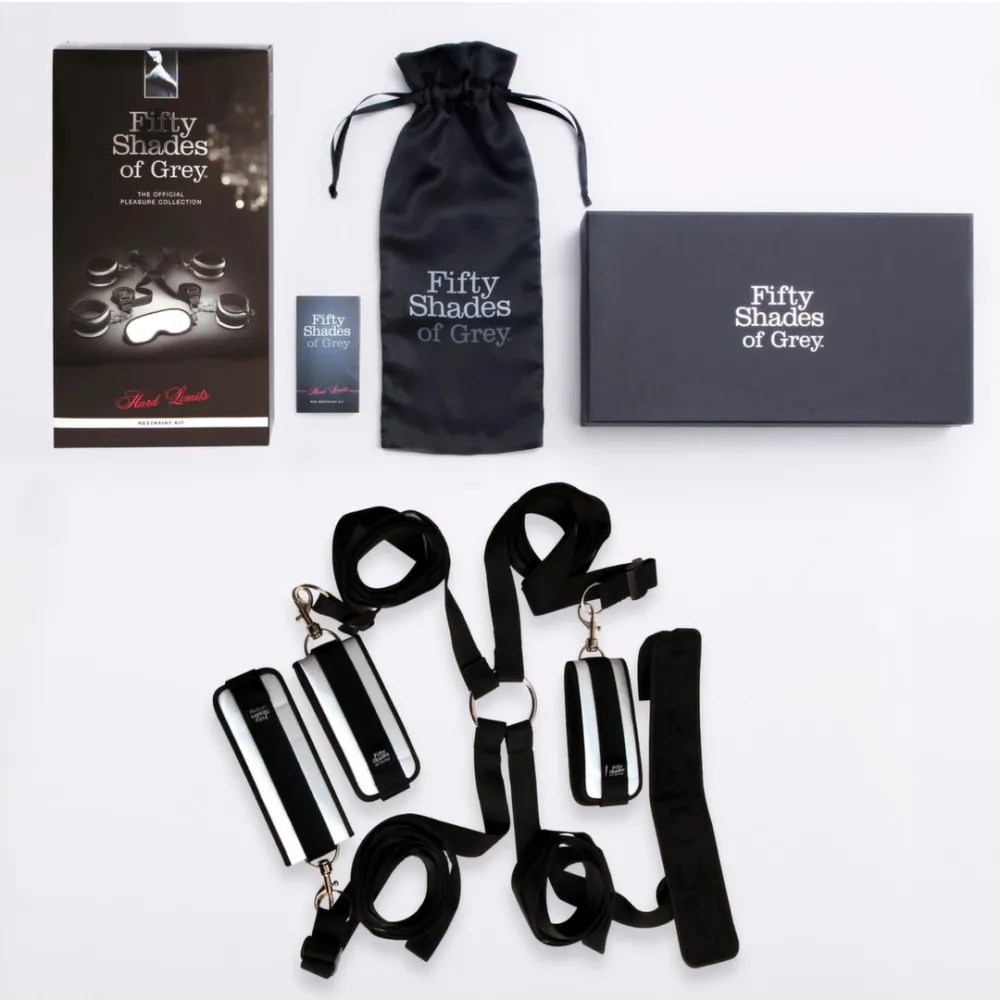 Pouta na postel s páskou přes oči Fifty Shades of Grey Hard Limits, černá - obrázek 3