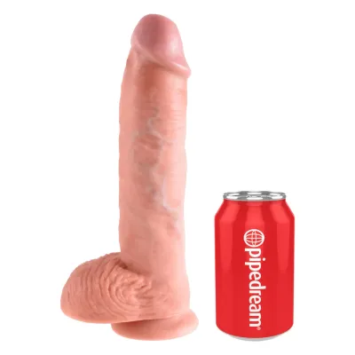 Realistické dildo King Cock s varlaty a přísavkou, 25,4 cm, tělové - obrázek 5