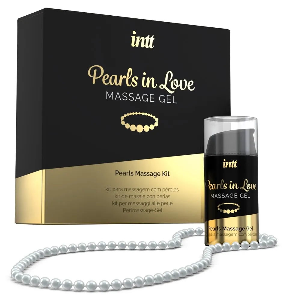 Masážní sada INTT Pearls in Love, perlový náhrdelník a silikonový gel 15 ml - obrázek 2