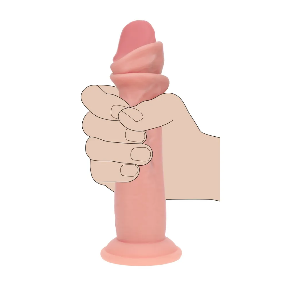 Realistické dildo RealRock Dual Density Sliding Skin, posuvná kůže, tělové, 15,5 cm - obrázek 7