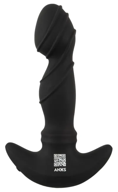 Vibrační stimulátor prostaty ANOS s pohyblivými kroužky, černý, 16,3 cm - obrázek 3