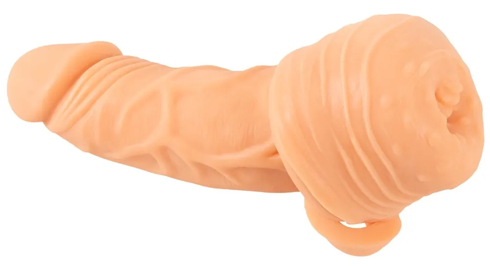 Návlek na penis Nature Skin 2v1 s vibracemi a dálkovým ovládáním, TPE, 24 cm - obrázek 7