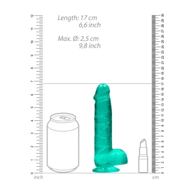 Realistické dildo RealRock Crystal Clear Model 6 s přísavkou, průhledné, 17 cm - obrázek 6