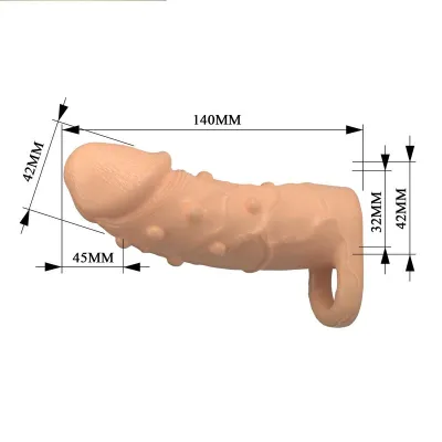 Prodlužovací návlek na penis Pretty Love Dort, 14 cm, Ø 4 cm, tělový - obrázek 7