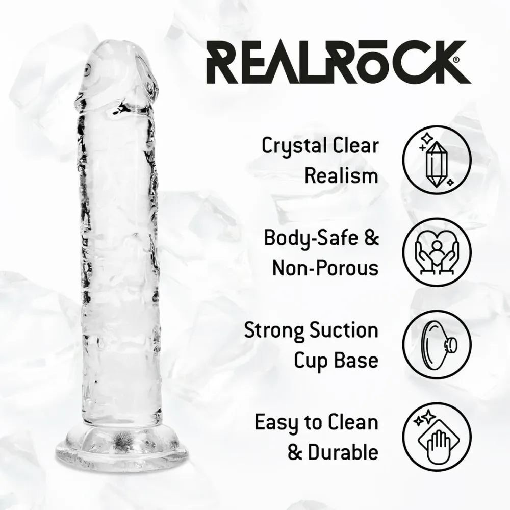 Průhledné dildo RealRock Crystal Clear s přísavkou, TPE, 12,7 cm - obrázek 6