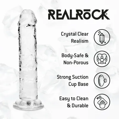 Průhledné dildo RealRock Crystal Clear s přísavkou, TPE, 12,7 cm - obrázek 6