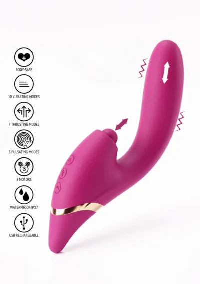 Přirážecí vibrátor Xocoon Triple Thrill Climaxer se 3 motory, silikon, vodotěsný - obrázek 5