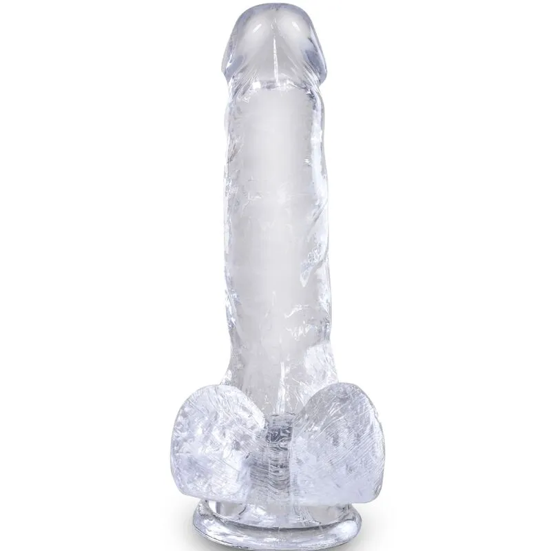 Průhledné realistické dildo King Cock Clear s varlaty a přísavkou, 13,5 cm - obrázek 2