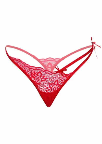 Krajková tanga Gina Spicy V-string s bavlněným klínkem, černá - obrázek 4