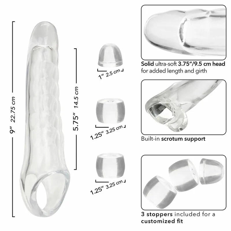 Návlek na penis CalExotics Maxx Extension Kit, nastavitelný, průhledný - obrázek 7