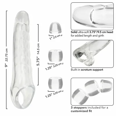 Návlek na penis CalExotics Maxx Extension Kit, nastavitelný, průhledný - obrázek 7