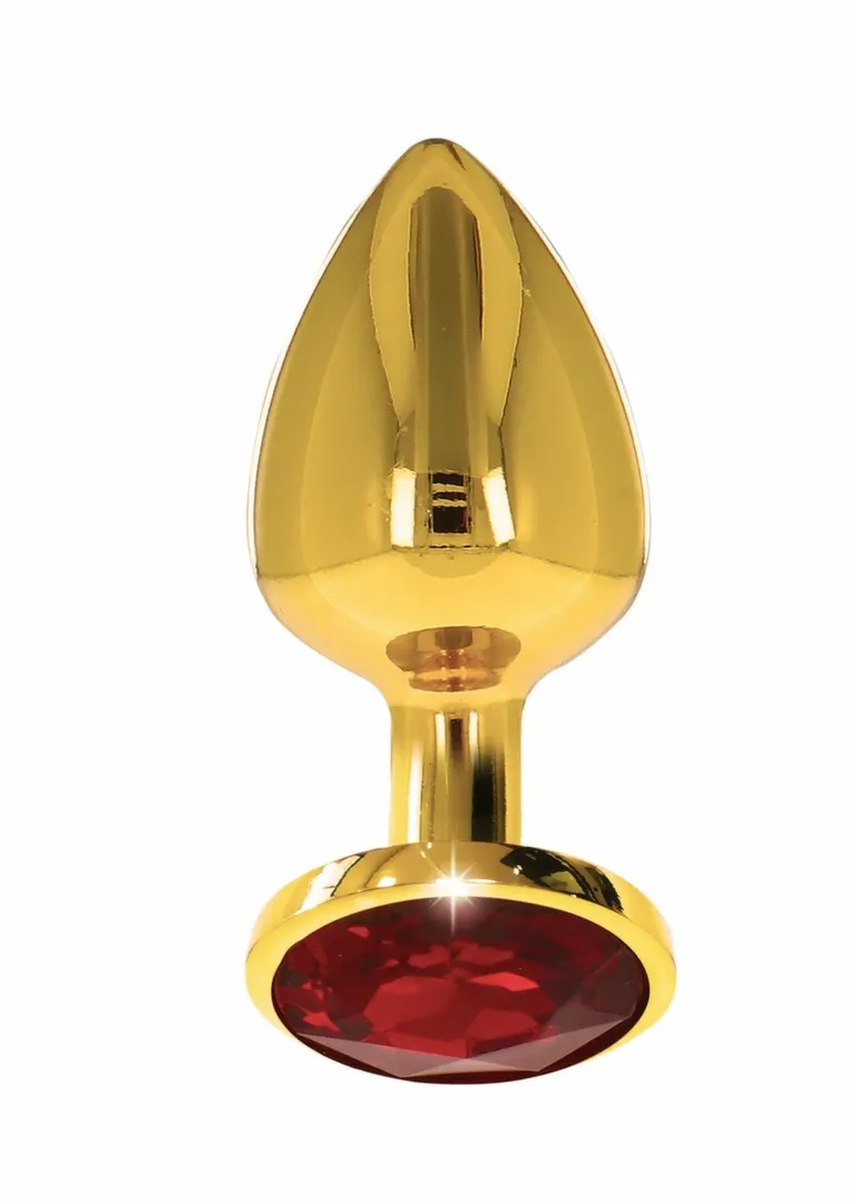 Anální kolík s kamínkem TABOOM Diamond Jewel L, zlatý hliník, červený krystal