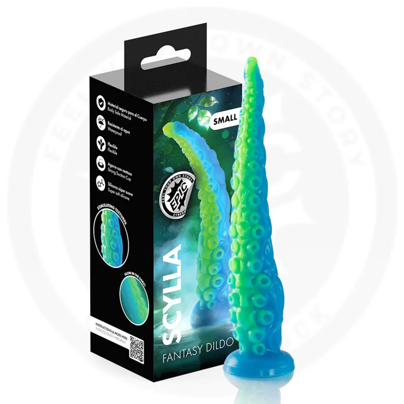 Silikonové dildo chapadlo EPIC Scylla, fluorescenční, malé, 25 cm