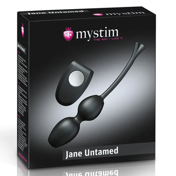 Posilovač pánevního dna Mystim Jane Untamed, vibrace a e-stim, černý, 20,8 cm - obrázek 3