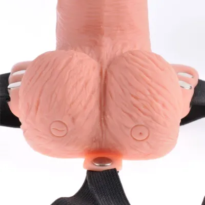 Dutý vibrační strap-on s varlaty Fetish Fantasy Series, dálkové ovládání, 15 cm - obrázek 5