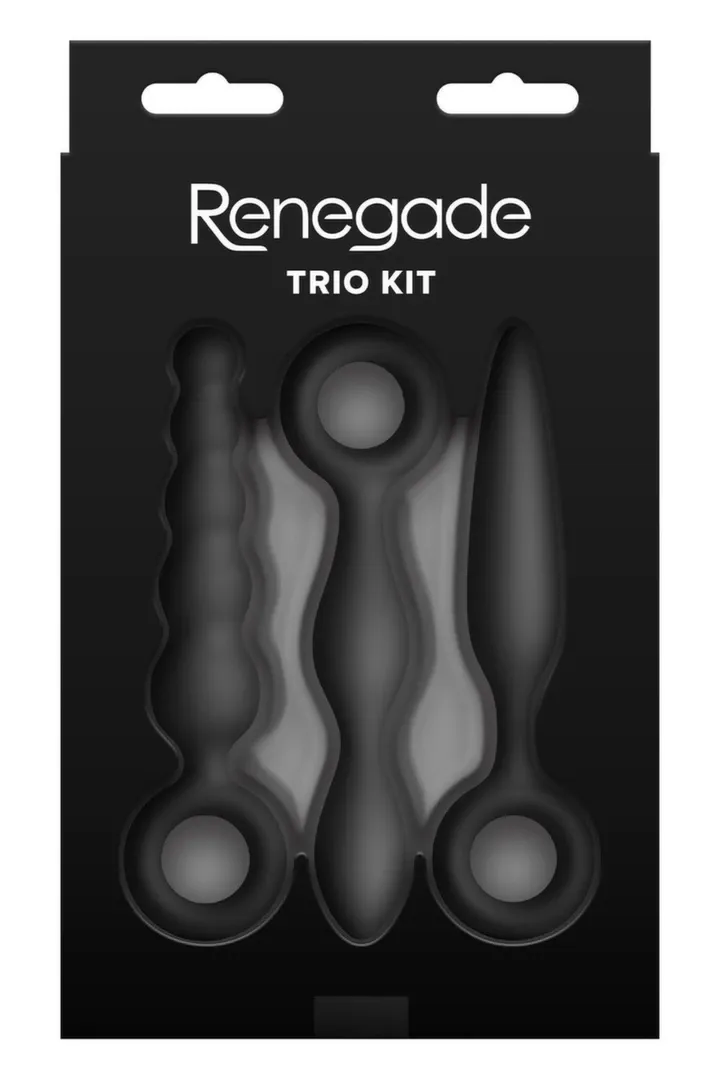 Sada análních kolíků Renegade Trio Kit s kroužky na prst, 3 ks, silikon, černá - obrázek 4