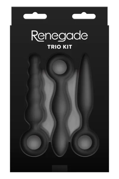 Sada análních kolíků Renegade Trio Kit s kroužky na prst, 3 ks, silikon, černá - obrázek 4