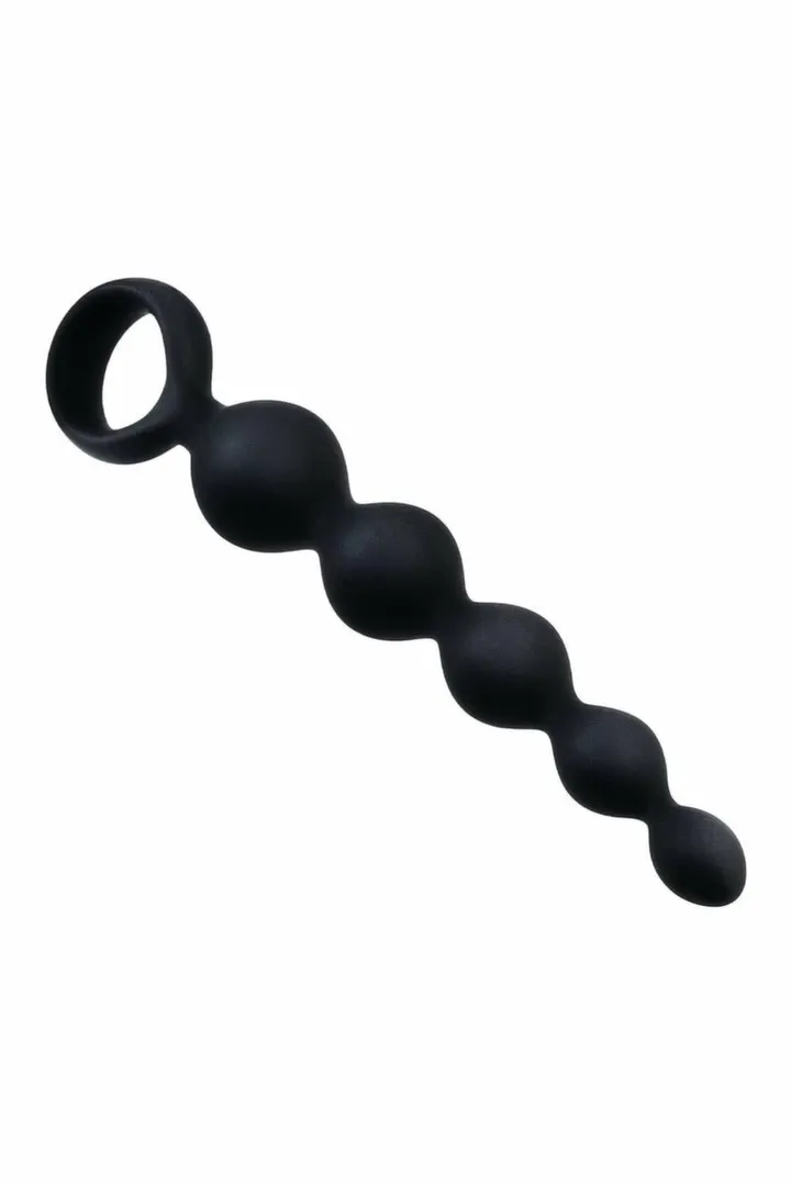 Vroubkované anální kuličky NMC, silikon, černé, 13,9 cm - obrázek 3