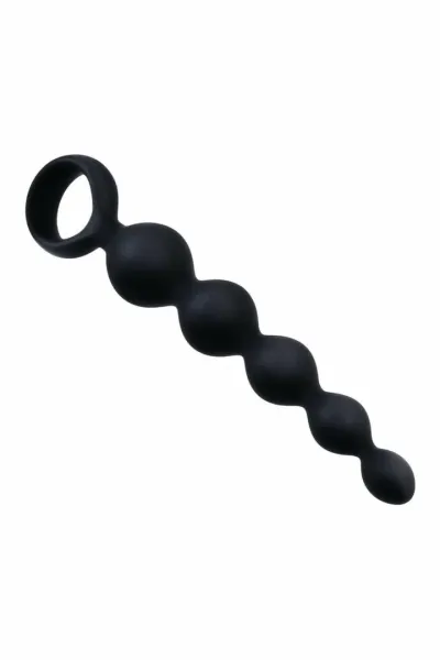 Vroubkované anální kuličky NMC, silikon, černé, 13,9 cm - obrázek 3