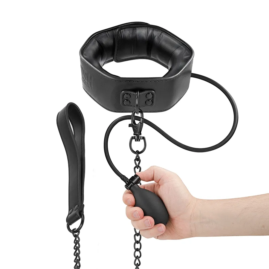Nafukovací obojek s řetězem Fetish Submissive Bondage
