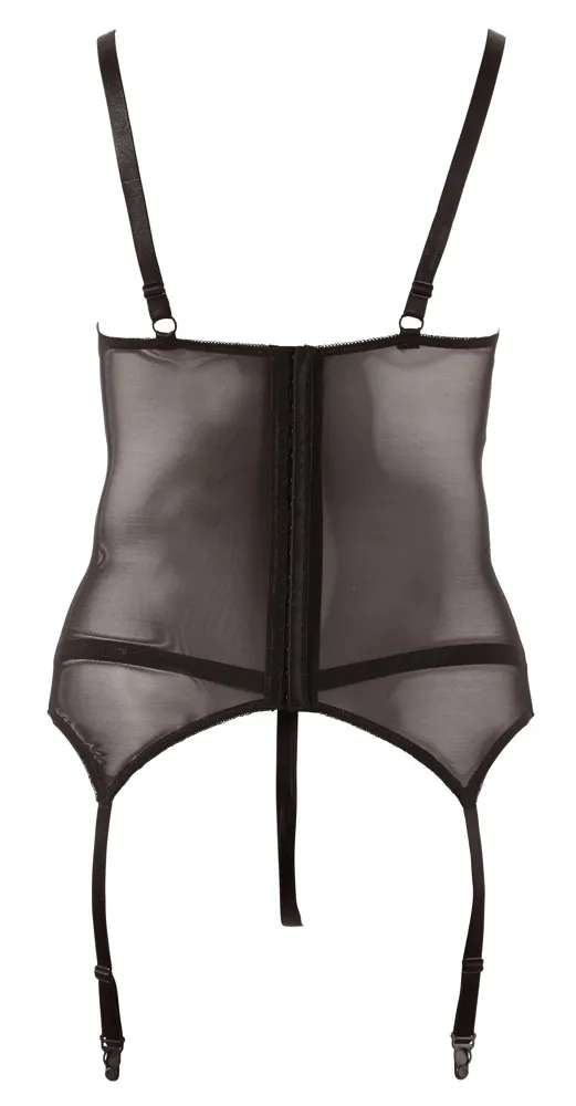 Krajková souprava Cottelli Collection, top s podvazky a tanga, černá, 3XL - obrázek 6