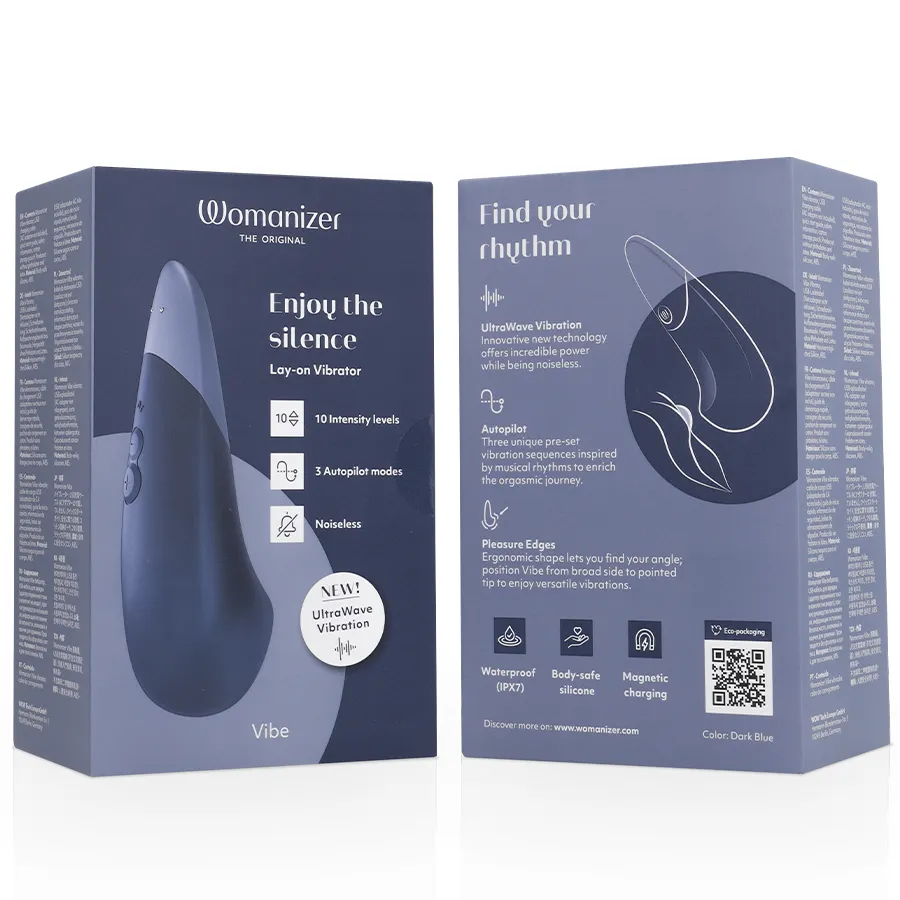 Tichý přikládací vibrátor Womanizer Vibe, tmavě modrý - obrázek 16