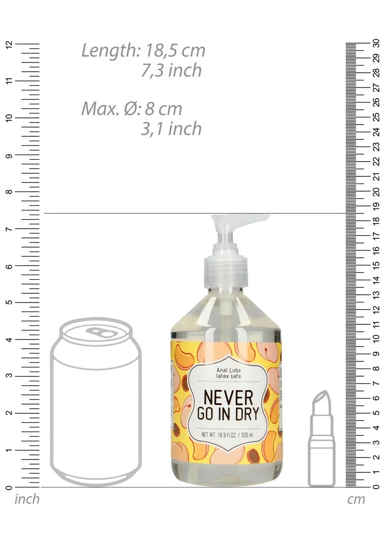 Anální lubrikační gel na vodní bázi Never Go In Dry, 500 ml - obrázek 8
