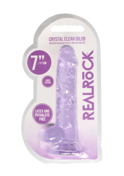 Realistické dildo s přísavkou RealRock Crystal Clear 7", průhledné, 19 cm - obrázek 8