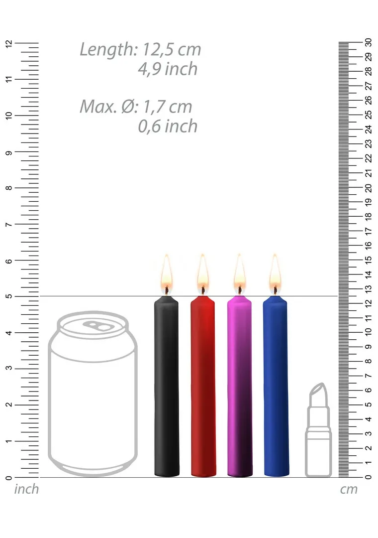 Svíčky na voskové hrátky Ouch! Teasing Wax Candles, 4 ks, vícebarevné - obrázek 4