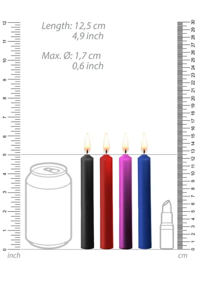 Svíčky na voskové hrátky Ouch! Teasing Wax Candles, 4 ks, vícebarevné - obrázek 4