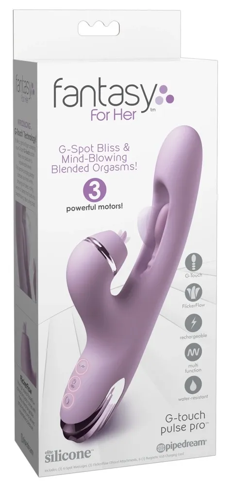 Rabbit vibrátor na bod G a klitoris Fantasy For Her G-Touch Pulse Pro, fialový