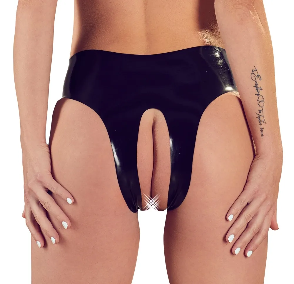 Latexové kalhotky LateX s otevřeným rozkrokem, černé, S-L - obrázek 4