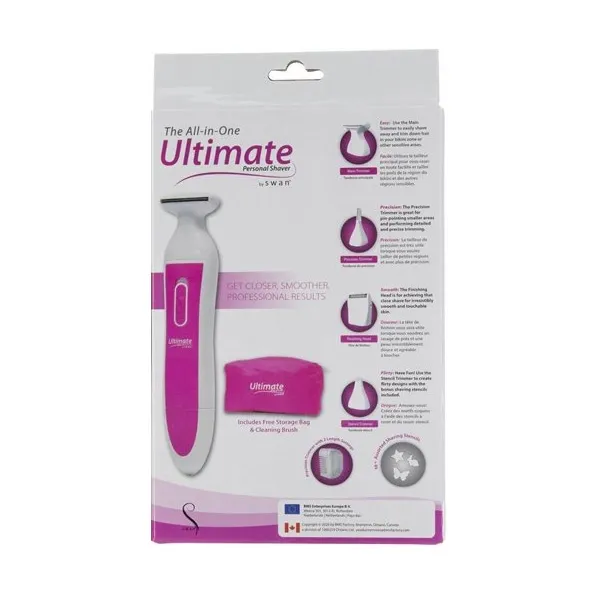 Dámský holicí strojek Swan Ultimate Personal Shaver, sada s nástavci a šablonami - obrázek 5
