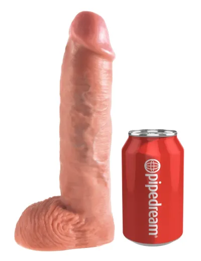 Dutý strap-on King Cock s černými ramenními popruhy, 25,5 cm, tělový - obrázek 7