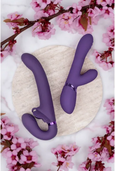 Strap-on bez postroje VIVE Satu Pulse-Wave s vibracemi a nafukováním, fialový - obrázek 9
