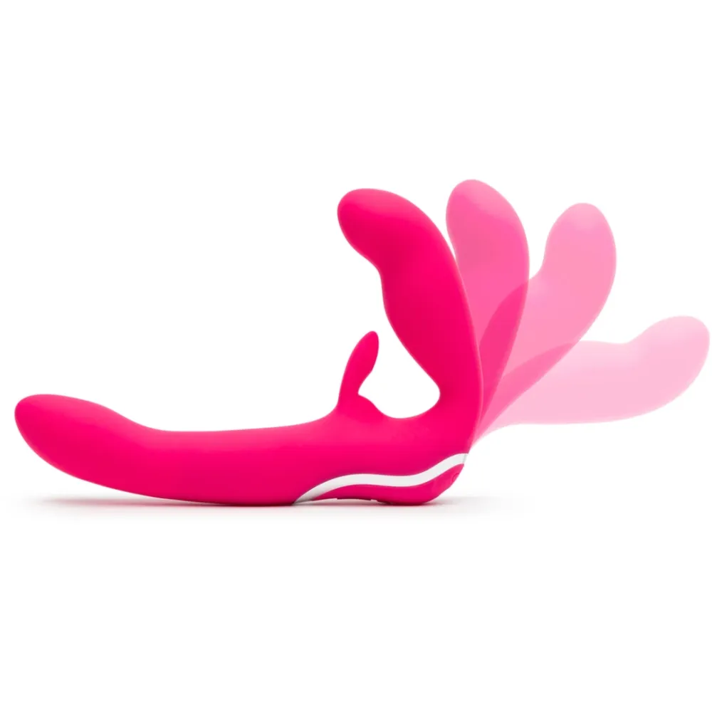 Vibrační strap-on bez postroje Happy Rabbit, 15 režimů, silikonový, růžový - obrázek 3