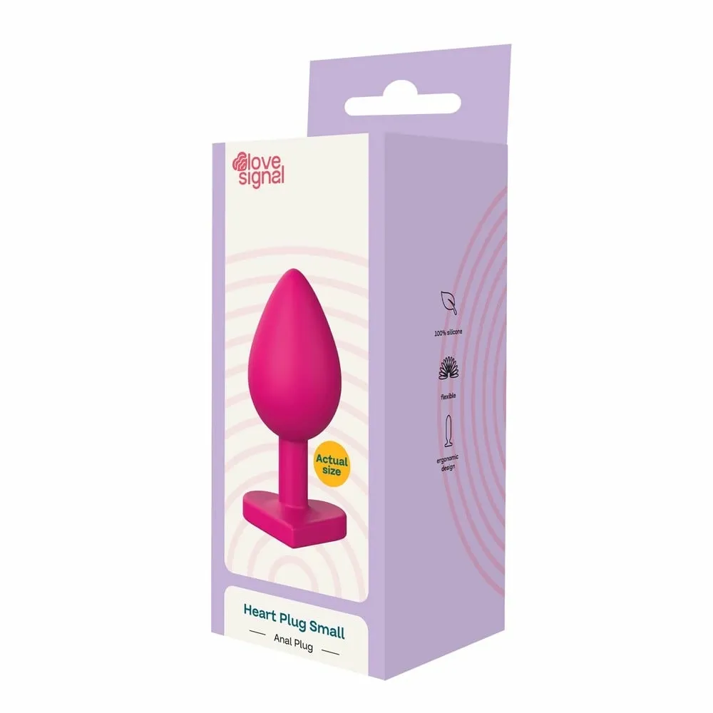 Anální kolík Love Signal Heart Plug Small se srdíčkem, silikon, růžový