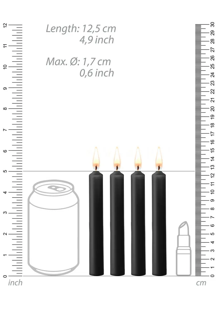 Svíčky na voskové hrátky Ouch! Teasing Wax Candles, 4 ks, černé - obrázek 4