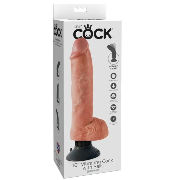 Realistický vibrátor King Cock s varlaty a přísavkou, tělový, 25,5 cm - obrázek 2