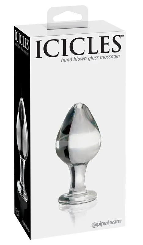 Skleněný anální kolík Pipedream Icicles No. 25, 9 cm, čirý