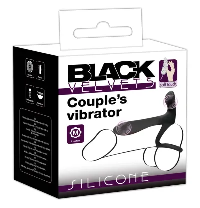 Vibrátor pro páry Black Velvets s dvojitým kroužkem, nabíjecí, voděodolný, černý