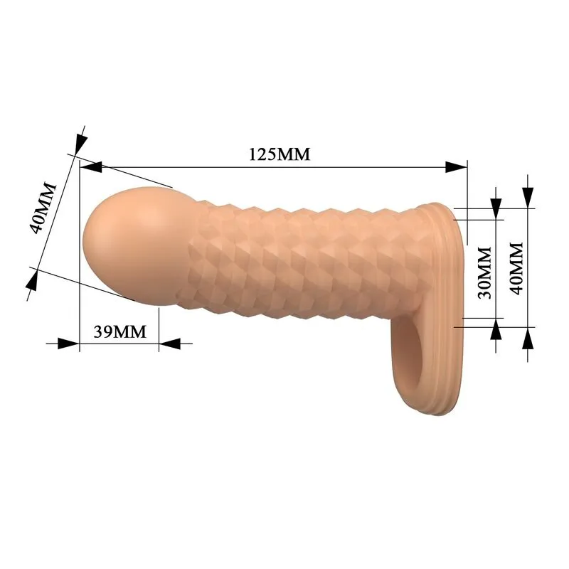 Prodlužovací návlek na penis Pretty Love Wolfram, 11,5 cm, Ø 3,8 cm, tělový - obrázek 6
