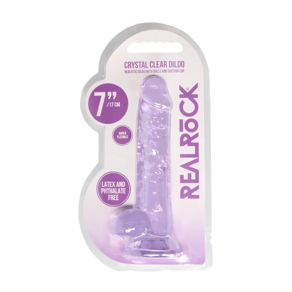 Realistické dildo s přísavkou RealRock Crystal Clear 7", průhledné, 19 cm - obrázek 2