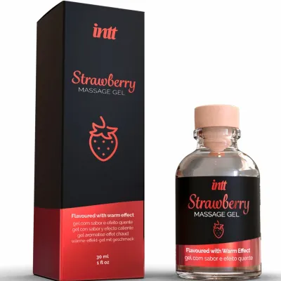 Hřejivý masážní gel INTT s příchutí jahody, 30 ml - obrázek 2