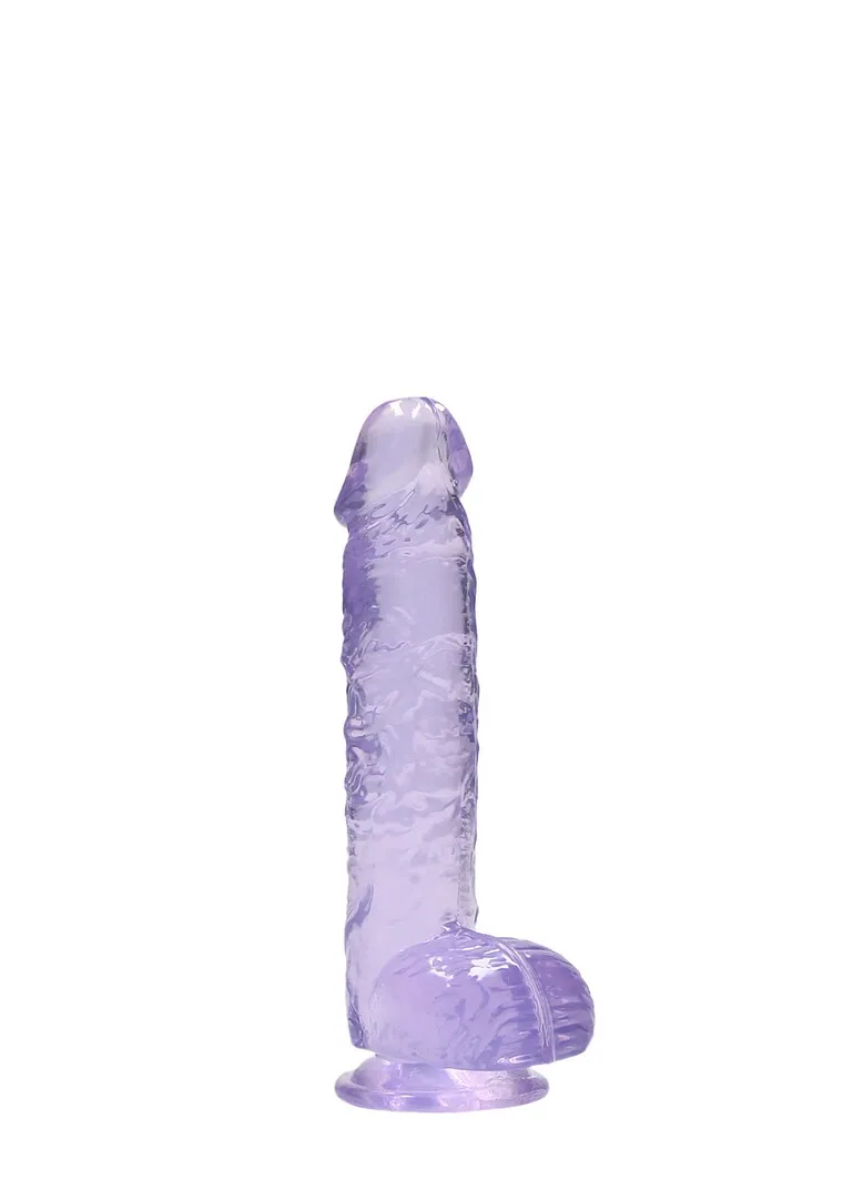 Realistické dildo RealRock Crystal Clear se silnou přísavkou, průhledné, 17 cm