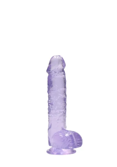 Realistické dildo RealRock Crystal Clear se silnou přísavkou, průhledné, 17 cm